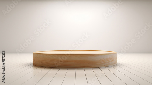 Obraz na płótnie A round lighted wooden podium w salonie