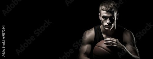 Black white portrait of a player in basketball © Oleksii Halutva