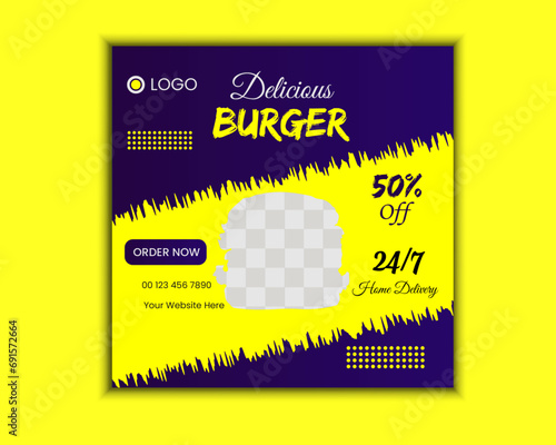 social media instagram post template for food promotion simple banner frame