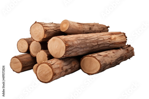 a stack of logs in a 3/4 view, isolated and transparent PNG in a logging-themed, photorealistic illustration. Generative ai
