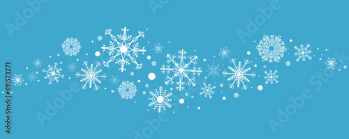 Wave snowflake swirl winter snow border ice decoration isolated. Holiday crystal curve shape design, magic ornament
