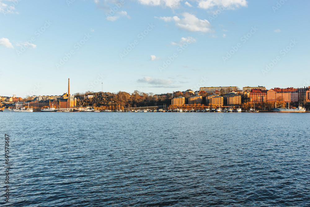 Scenic sunset moment of the day panorama of Stockholm, Sweden