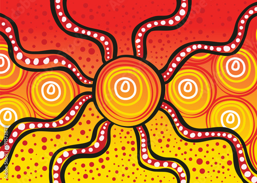 A background that showcases bright and artistic vector art of aboriginal origin