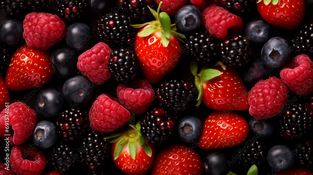 Fototapeta premium Background in food and texture of various fresh berries