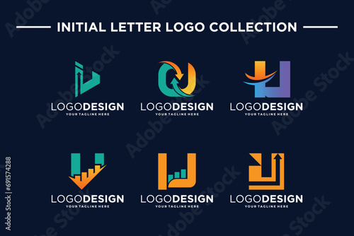 Letter U Logo design collection for finance and business investment