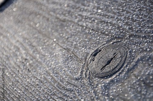 Morning Frost On A Wooden Railing