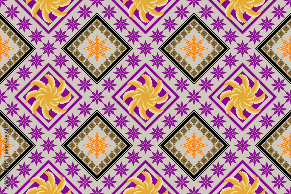 Geometric ethnic aztec embroidery style.Figure ikat oriental traditional art pattern.Design for ethnic background,wallpaper,fashion,clothing,wrapping,fabric,element,sarong,graphic,vector illustration.