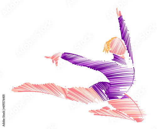 Woman gymnast doing moves in presentation photo
