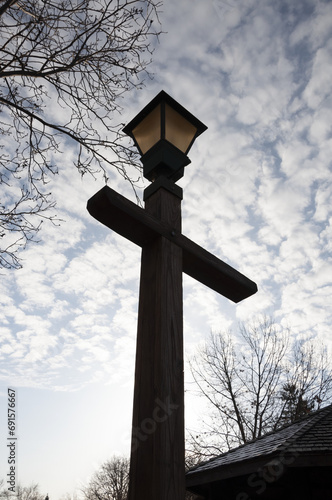 Wooden Lamp Post In Silhouette