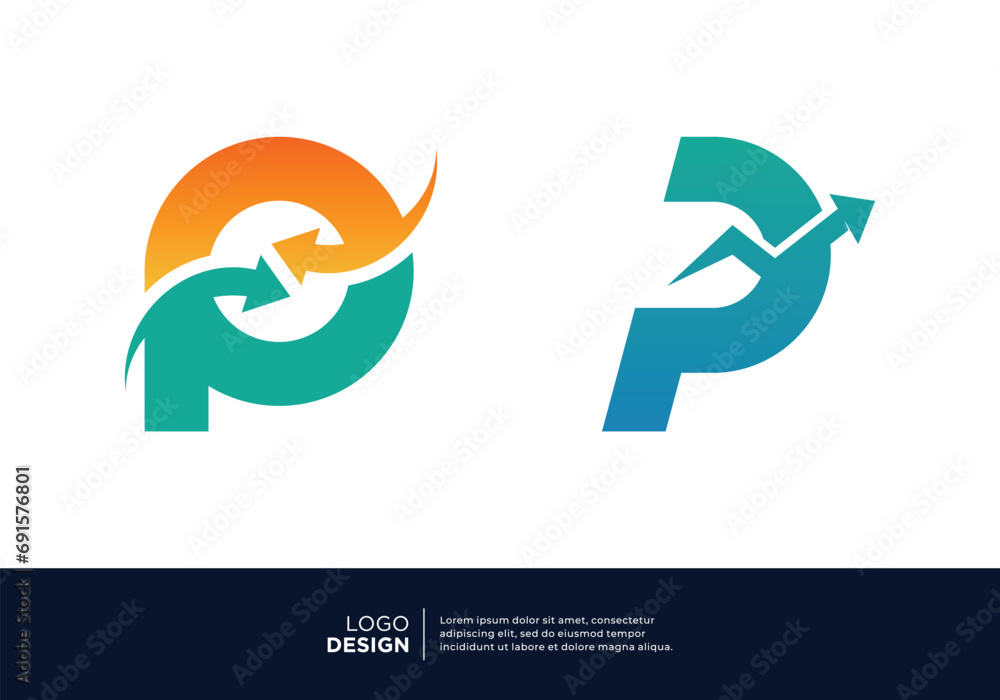 Obraz premium Letter P marketing, finance, investment and business logo design.