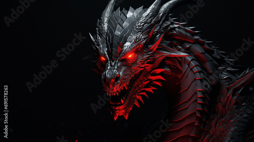 A dragon in red and black colors