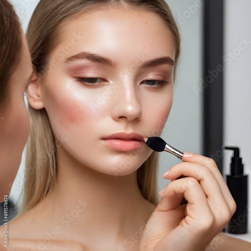Makeup for acne coverage A scene featuring a person applying makeup to cover acne