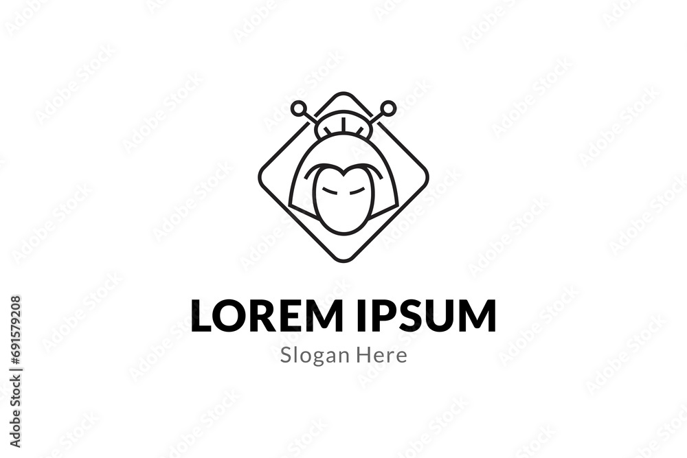 Japanese woman in kimono dress minimalist line art logo design Japanese woman in kimono dress minimalist line art logo design