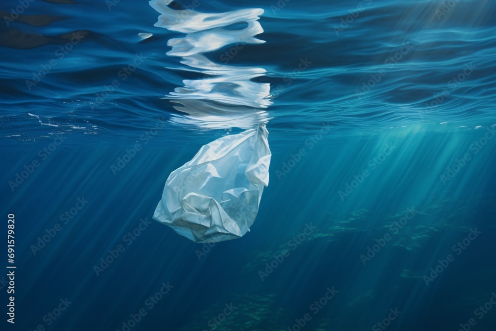 plastic bag floating in water advertisement logo stock