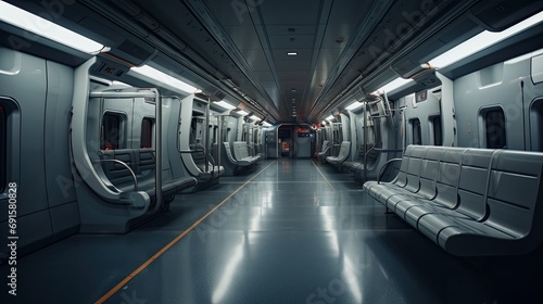 Interior of a train. AI generated art illustration.
