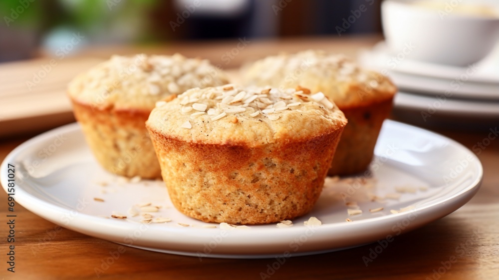 Banana wholemeal muffin plate AI Generated image Banana wholemeal muffin plate AI Generated image