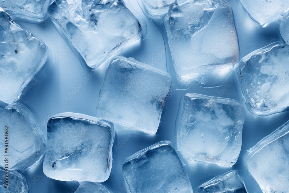 Iced cubes texture, floating, stock background