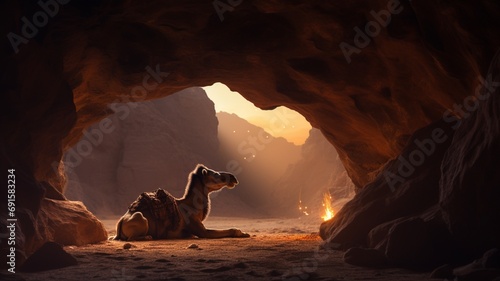 Camel animal sitting cave pictures AI Generated Art