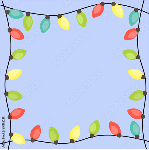 winter christmas garland frame blue background