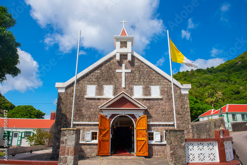Sacred Heart Church in The Bottom historic town center in Saba, Caribbean Netherlands. This is the most important church in Saba.  photo