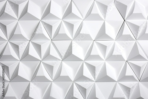 White geometric background with triangular pyramids on the surface