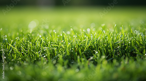 green grass field, close-up shot showcasing the texture and natural color gradient, with backlighting to emphasize the details, shot in macro using photo
