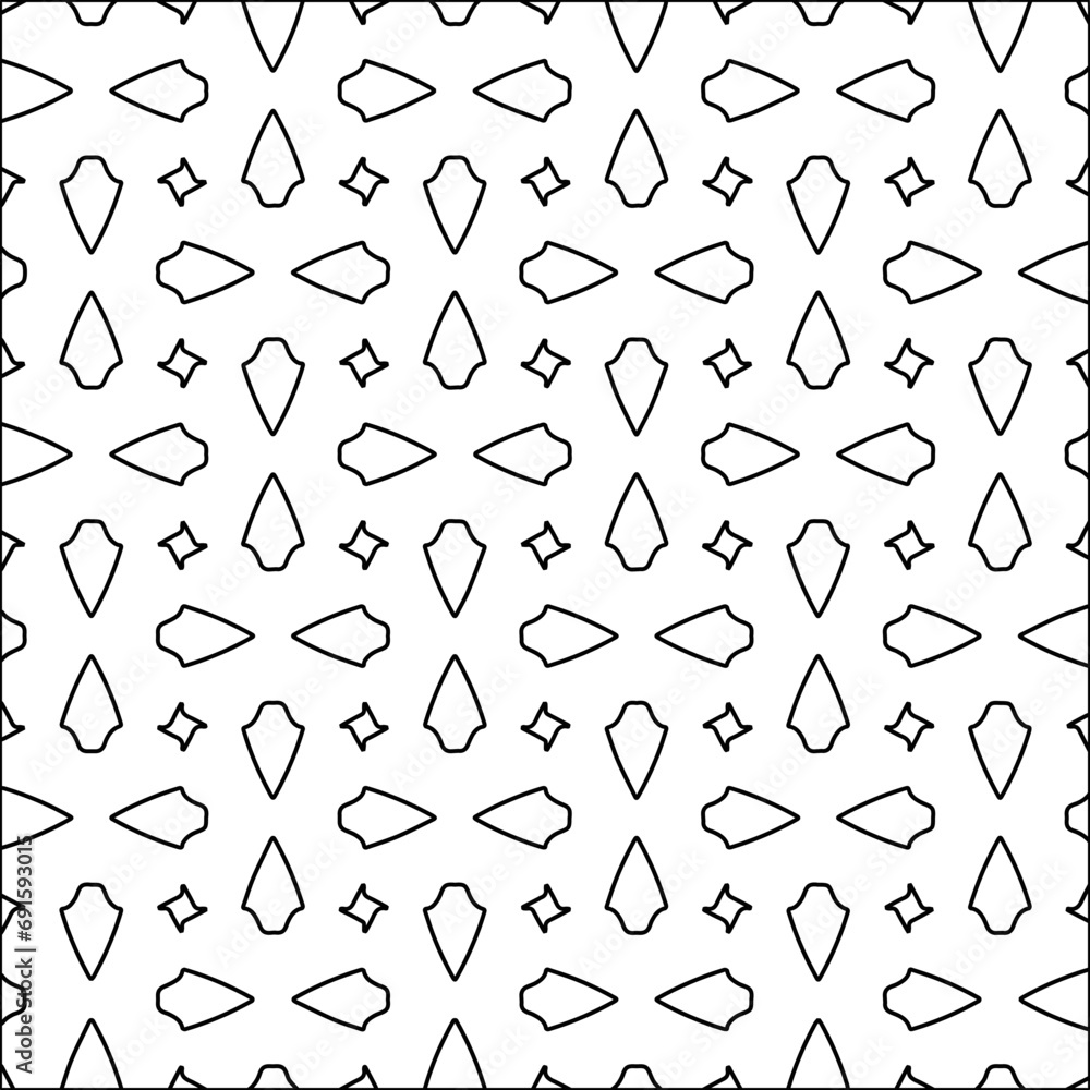 Figures from lines.Black pattern on white wallpaper for web page, textures, card, poster, fabric, textile. Abstract background.Repeating background image.White texture. Lines form shapes. Figures from lines.Black pattern on white wallpaper for web page, textures, card, poster, fabric, textile. Abstract background.Repeating background image.White texture. Lines form shapes.