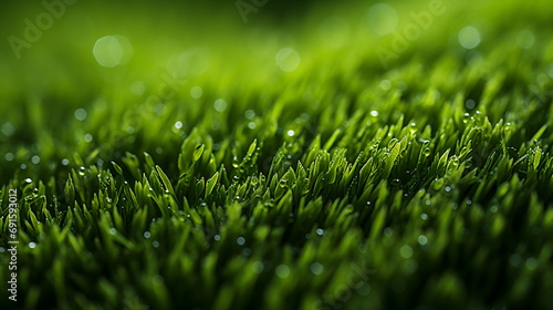 green grass field, close-up shot showcasing the texture and natural color gradient, with backlighting to emphasize the details, shot in macro using photo