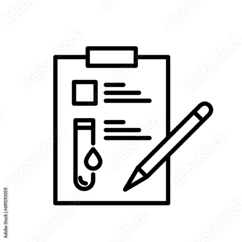 Clinical analysis result icon. Medical blood sugar or hiv aids clinical laboratory test report positive or negative result analysis vector symbol sign. lab tested blood report of patient check logo