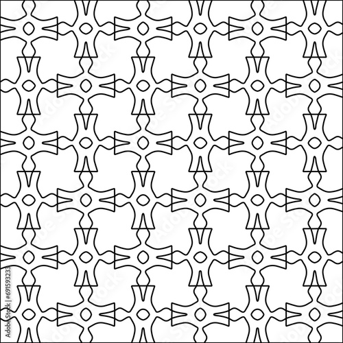 Figures from lines.Black pattern on white wallpaper for web page  textures  card  poster  fabric  textile. Abstract background.Repeating background image.White texture. Lines form shapes.