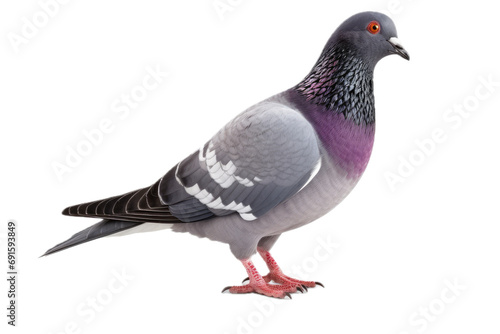 a Common Pigeon standing, side view, in a PNG, Nature-themed, isolated, and transparent photorealistic illustration. Generative ai