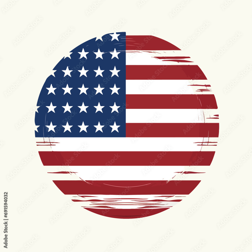 Flag USA set isolated icon. America holidays. 4 July banner in flat style. Veteran Day and Memorial Day vector illustration