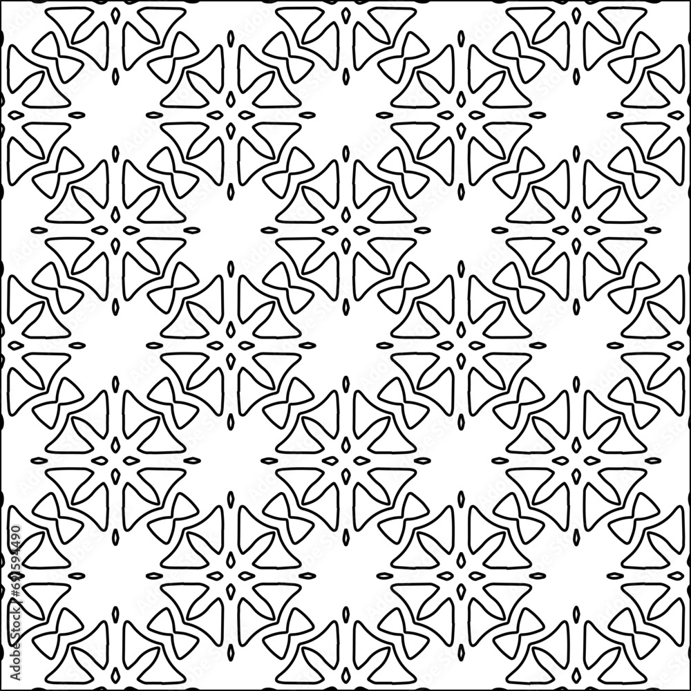 Figures from lines.Black pattern on white wallpaper for web page, textures, card, poster, fabric, textile. Abstract background.Repeating background image.White texture. Lines form shapes.
Figures from lines.Black pattern on white wallpaper for web page, textures, card, poster, fabric, textile. Abstract background.Repeating background image.White texture. Lines form shapes.