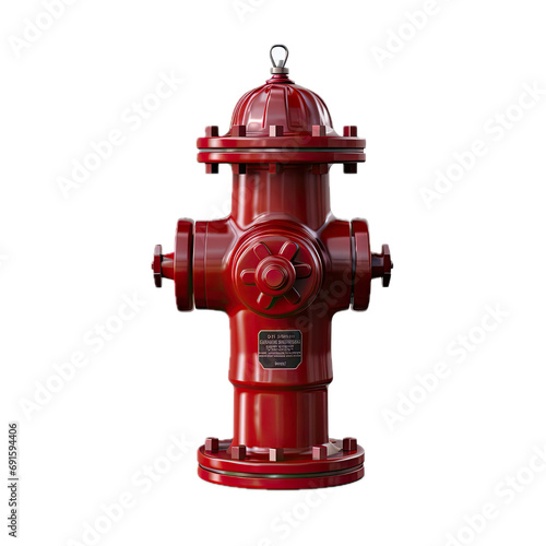 a Red fire hydrant, in a side view, isolated and transparent PNG in a Firefighter-themed, photorealistic illustration. Generative ai