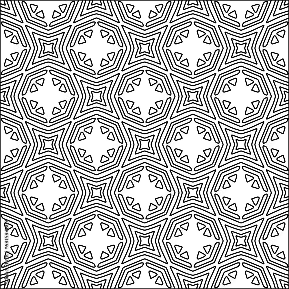 Figures from lines.Black pattern on white wallpaper for web page, textures, card, poster, fabric, textile. Abstract background.Repeating background image.White texture. Lines form shapes.
Figures from lines.Black pattern on white wallpaper for web page, textures, card, poster, fabric, textile. Abstract background.Repeating background image.White texture. Lines form shapes.