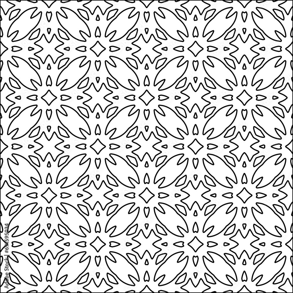 Figures from lines.Black pattern on white wallpaper for web page, textures, card, poster, fabric, textile. Abstract background.Repeating background image.White texture. Lines form shapes. Figures from lines.Black pattern on white wallpaper for web page, textures, card, poster, fabric, textile. Abstract background.Repeating background image.White texture. Lines form shapes.