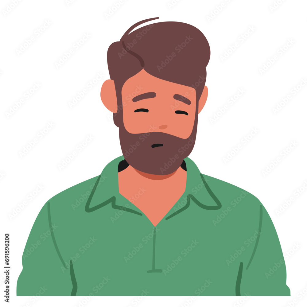 Man Wears Pained Expression, His Downturned Eyes Reflecting Sadness. Unhappiness Clings To Him, Vector Illustration Man Wears Pained Expression, His Downturned Eyes Reflecting Sadness. Unhappiness Clings To Him, Vector Illustration