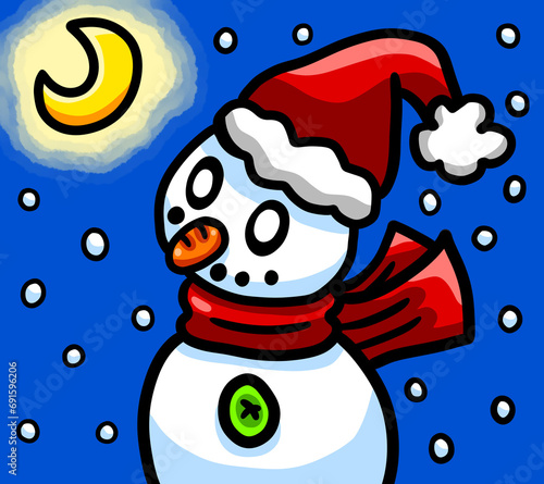 Stylized Adorable Happy Christmas Snowman Card