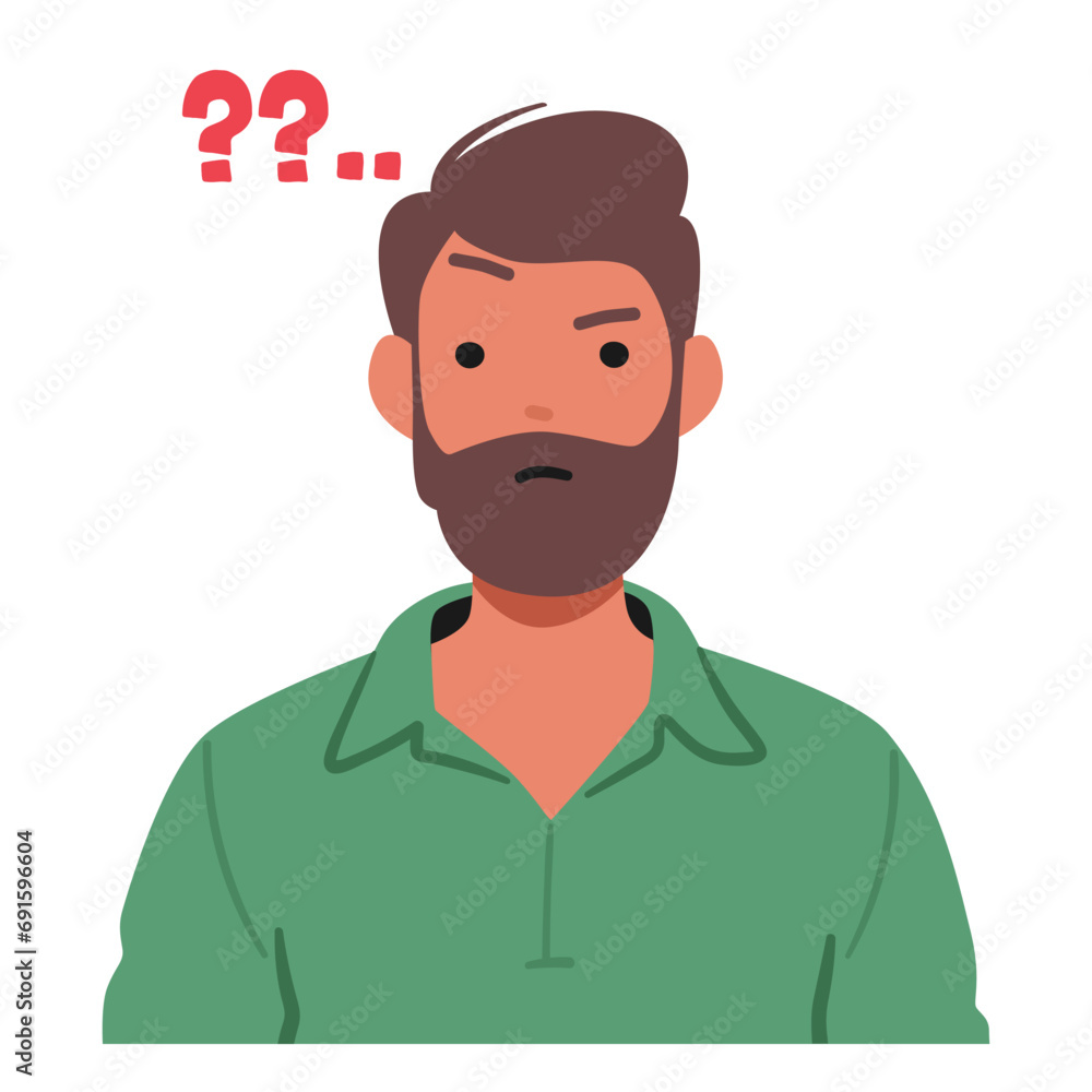 Perplexed Man, Eyebrows Furrowed, Contemplates A Swirl Of Emotions, His Eyes Searching For Answers Within Perplexed Man, Eyebrows Furrowed, Contemplates A Swirl Of Emotions, His Eyes Searching For Answers Within