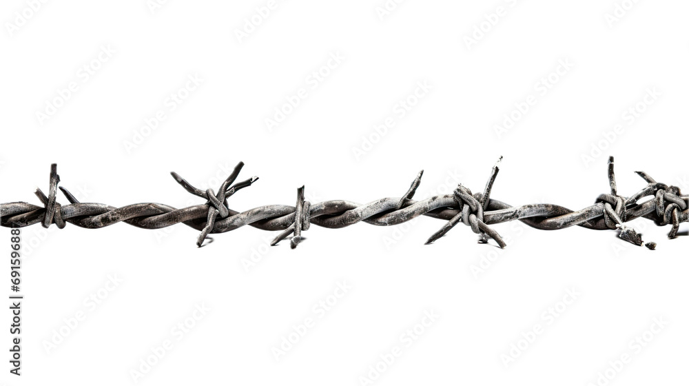 Barbed wire, side view, in a PNG, in a Ranch-themed, isolated, and transparent photorealistic illustration. Generative ai Barbed wire, side view, in a PNG, in a Ranch-themed, isolated, and transparent photorealistic illustration. Generative ai
