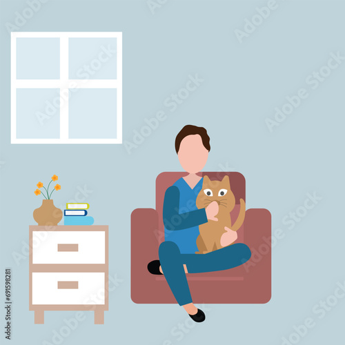 Human adopting pets and fostering. Pet adoption concept. flat vector illustration.