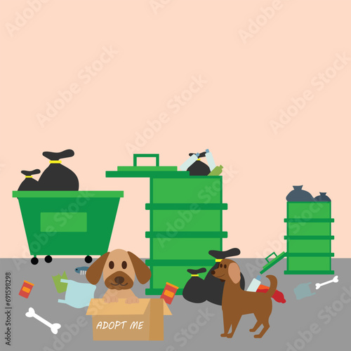 Human adopting pets and fostering. Pet adoption concept. flat vector illustration.