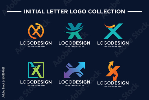 Letter X Logo design collection for finance and business investment