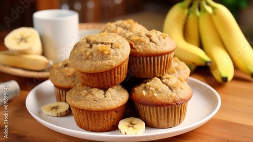 Generative AI Banana wholemeal muffin plate pictures