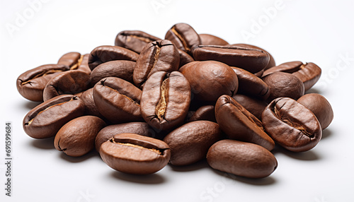 coffee beans close up on isolated background.