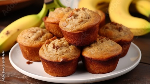 Generative AI Banana wholemeal muffin plate pictures