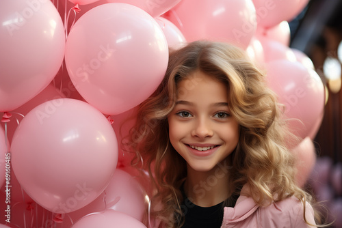 Little Girl with Pink Balloons