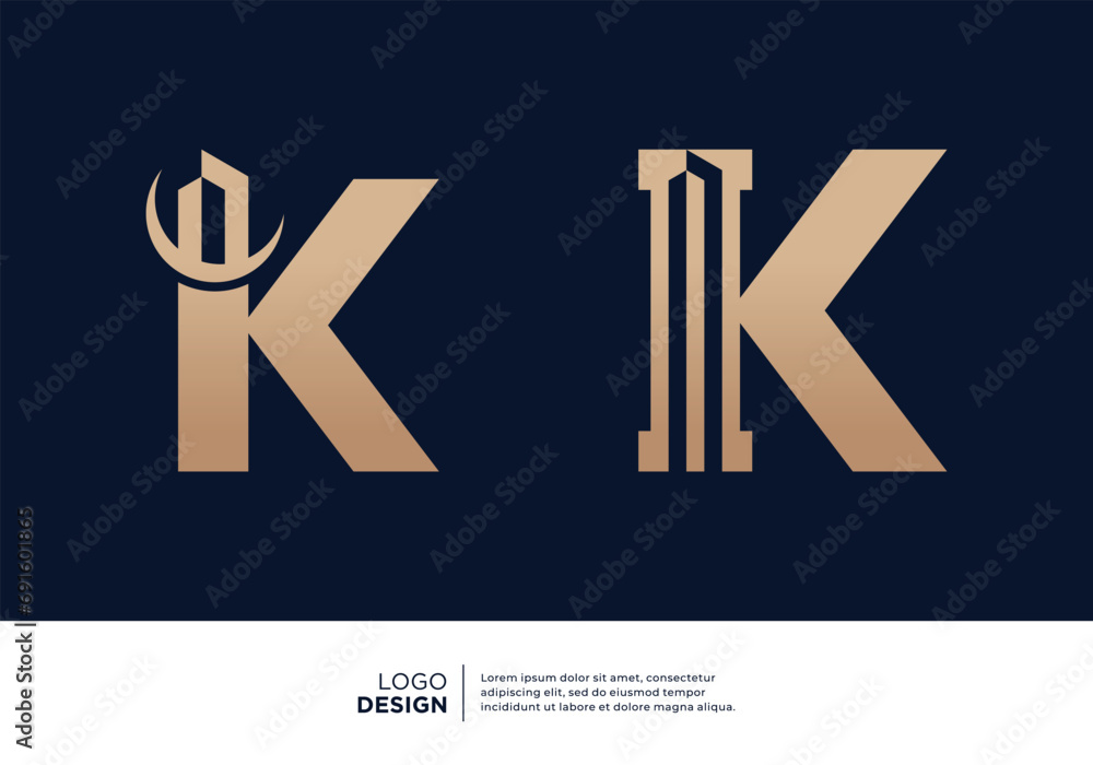 Set of letter K building real estate logo designs. Set of letter K building real estate logo designs.