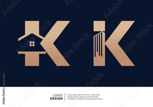 Collection of building architect letter K logo designs.