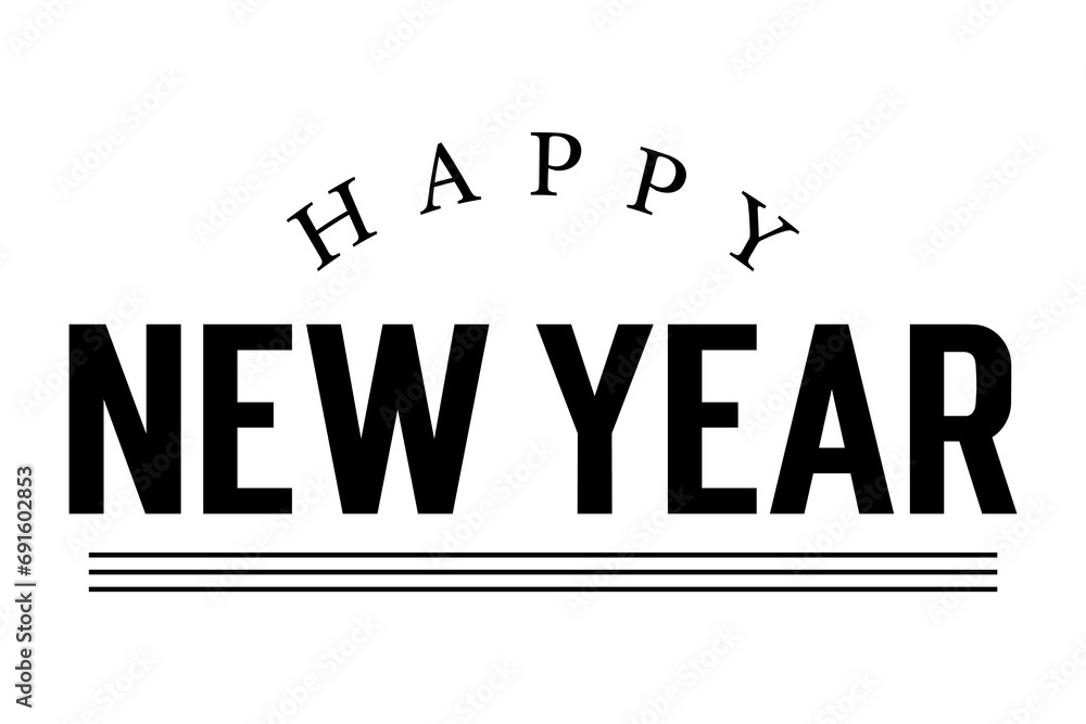 Happy new year text lettering vector illustration